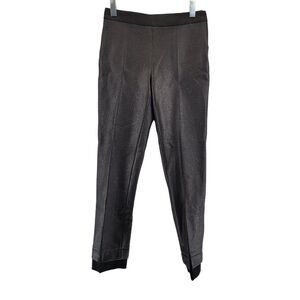 Cedric Charlier Wool‎ Pants Women Size 8 Textured Faux Leather Black Tapered Leg